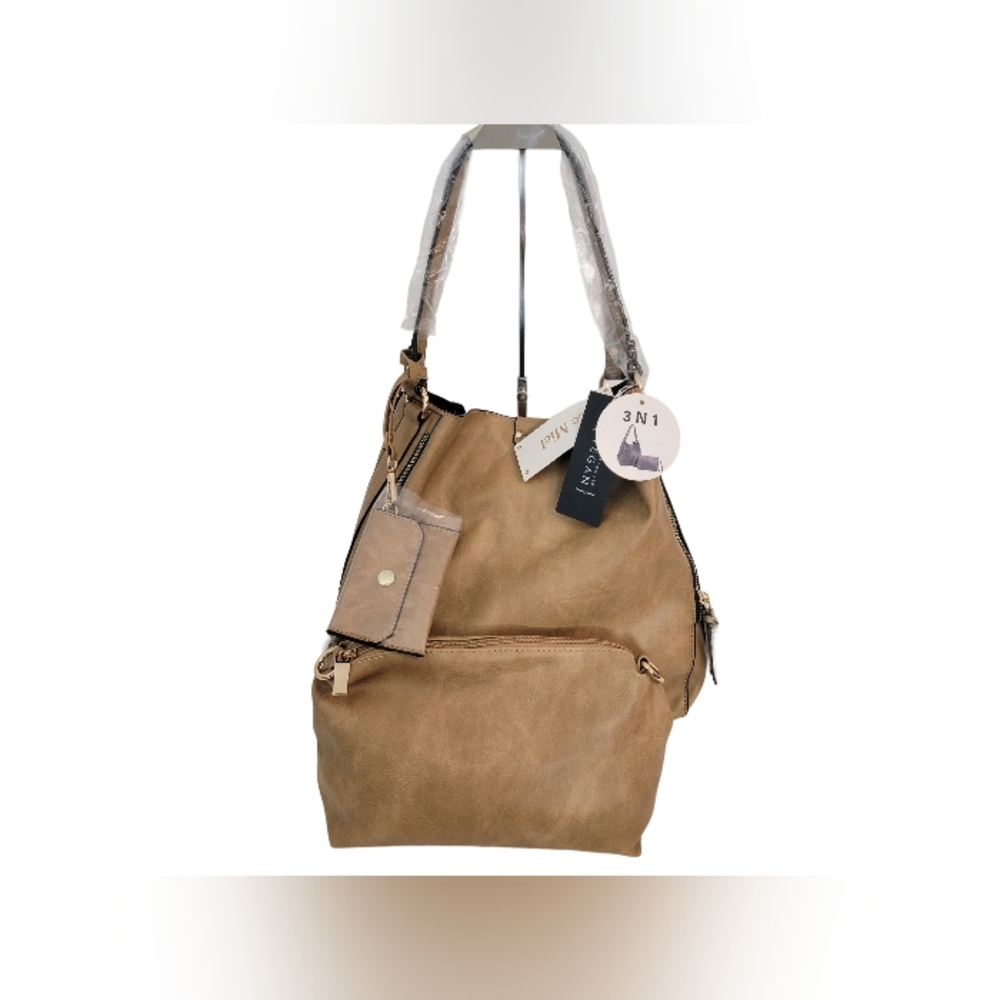 Le Miel 3 In 1 Purse Set Vegan PETA Hobo Style, Sling Purse, Card Holder